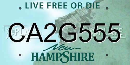 CA2G555 New Hampshire License Plate