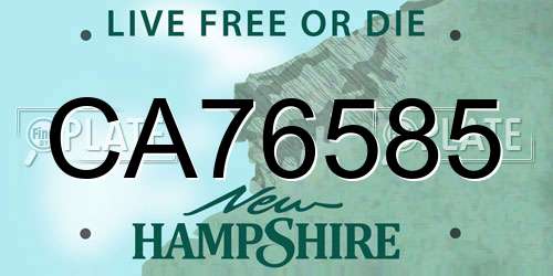CA76585 New Hampshire License Plate