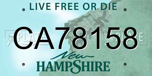 CA78158 New Hampshire License Plate