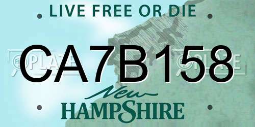 CA7B158 New Hampshire License Plate