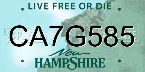 CA7G585 New Hampshire License Plate