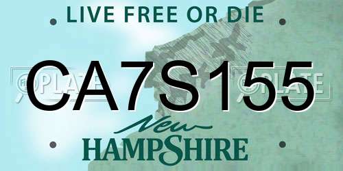 CA7S155 New Hampshire License Plate
