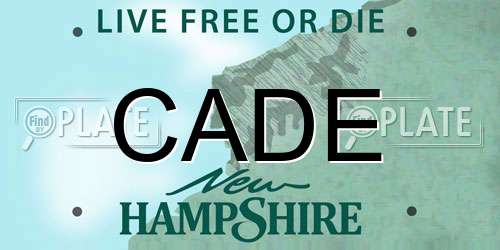 CADE New Hampshire License Plate