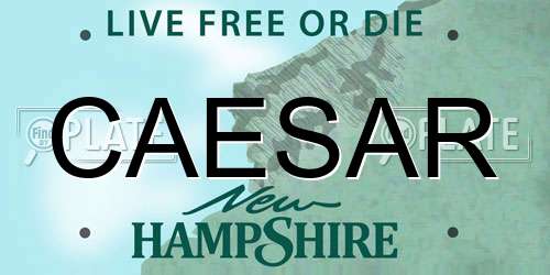 CAESAR New Hampshire License Plate