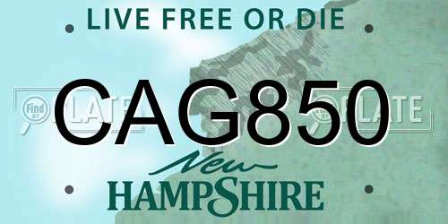 CAG850 New Hampshire License Plate