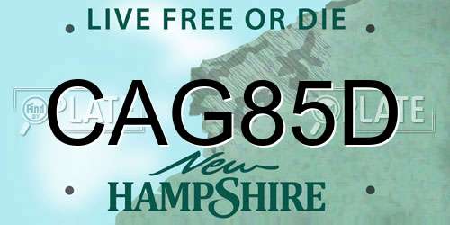 CAG85D New Hampshire License Plate