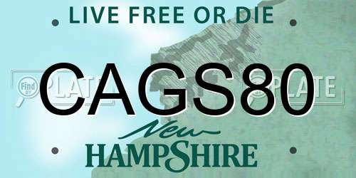 CAGS80 New Hampshire License Plate