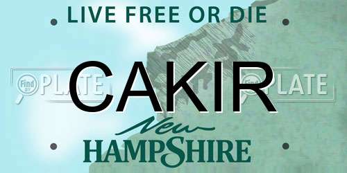 CAKIR New Hampshire License Plate