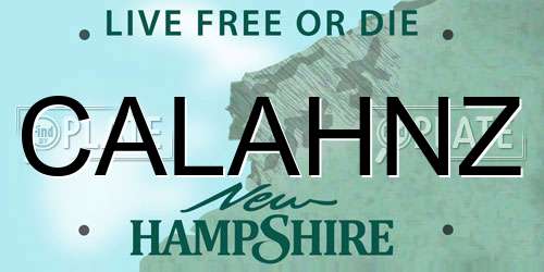 CALAHNZ New Hampshire License Plate