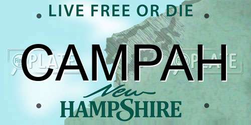 CAMPAH New Hampshire License Plate