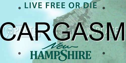 CARGASM New Hampshire License Plate