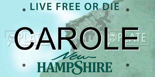 CAROLE New Hampshire License Plate