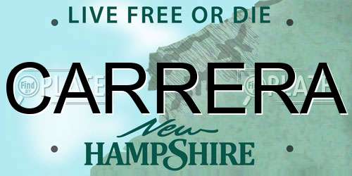 CARRERA New Hampshire License Plate