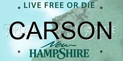 CARSON New Hampshire License Plate