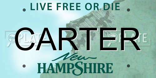 CARTER New Hampshire License Plate