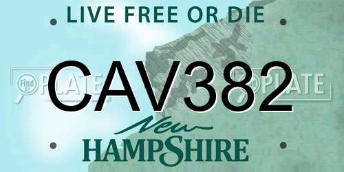 CAV382 New Hampshire License Plate