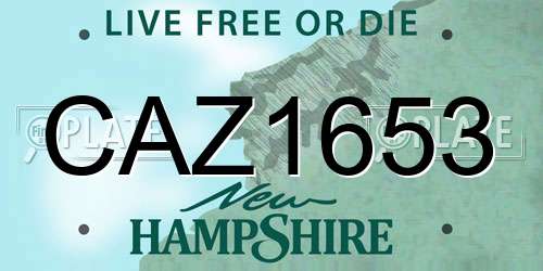 CAZ1653 New Hampshire License Plate