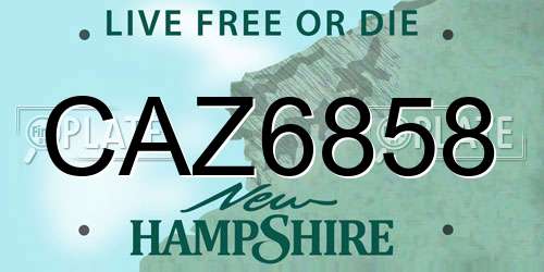 CAZ6858 New Hampshire License Plate