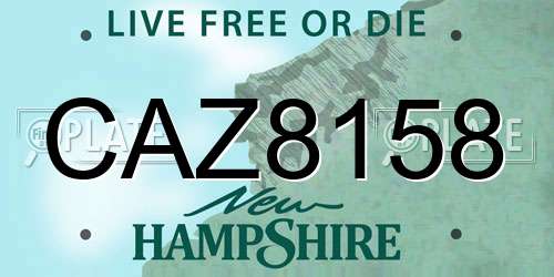 CAZ8158 New Hampshire License Plate