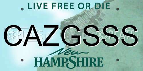 CAZGSSS New Hampshire License Plate