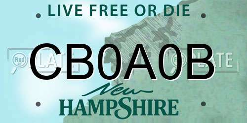 CB0A0B New Hampshire License Plate