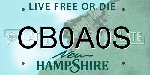 CB0A0S New Hampshire License Plate