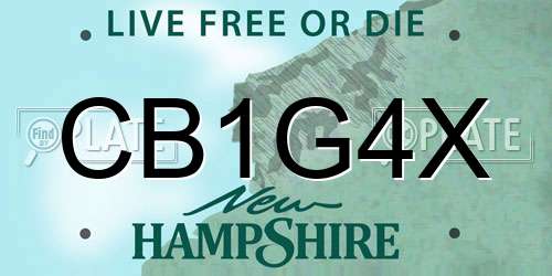 CB1G4X New Hampshire License Plate