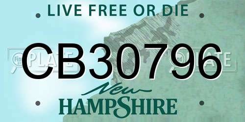 CB30796 New Hampshire License Plate