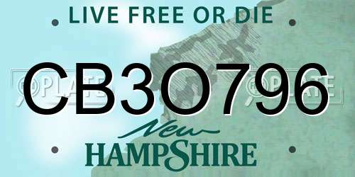 CB3O796 New Hampshire License Plate
