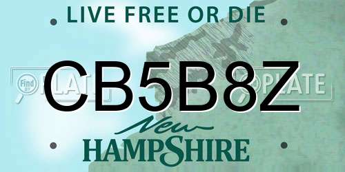 CB5B8Z New Hampshire License Plate