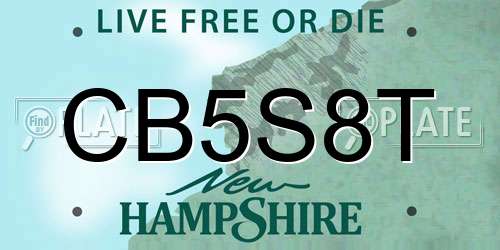 CB5S8T New Hampshire License Plate
