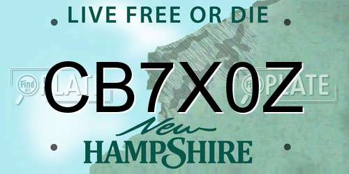 CB7X0Z New Hampshire License Plate