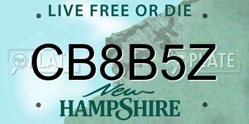 CB8B5Z New Hampshire License Plate