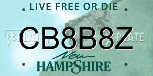 CB8B8Z New Hampshire License Plate