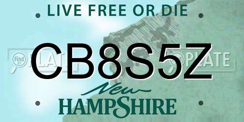 CB8S5Z New Hampshire License Plate