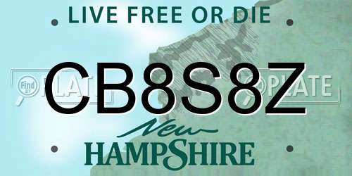 CB8S8Z New Hampshire License Plate