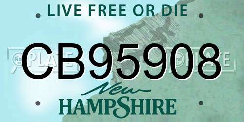 CB95908 New Hampshire License Plate