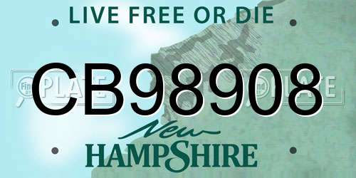 CB98908 New Hampshire License Plate