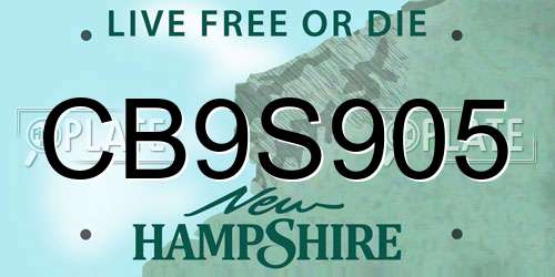 CB9S905 New Hampshire License Plate