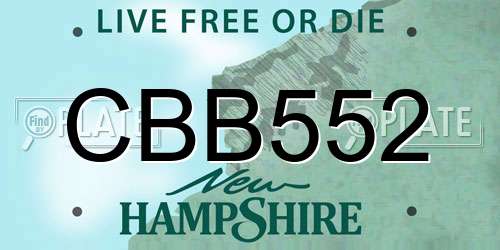 CBB552 New Hampshire License Plate