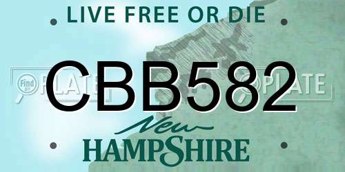 CBB582 New Hampshire License Plate