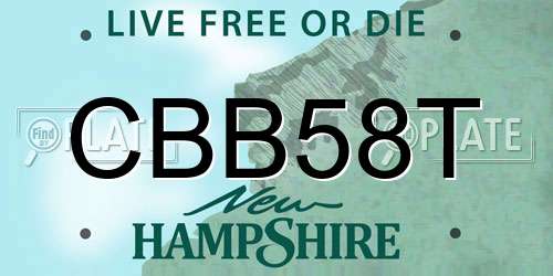 CBB58T New Hampshire License Plate