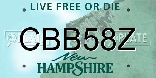 CBB58Z New Hampshire License Plate