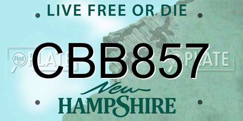 CBB857 New Hampshire License Plate