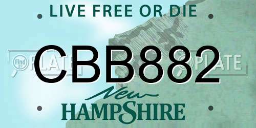 CBB882 New Hampshire License Plate