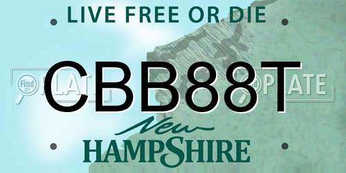 CBB88T New Hampshire License Plate