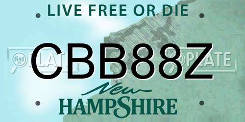 CBB88Z New Hampshire License Plate