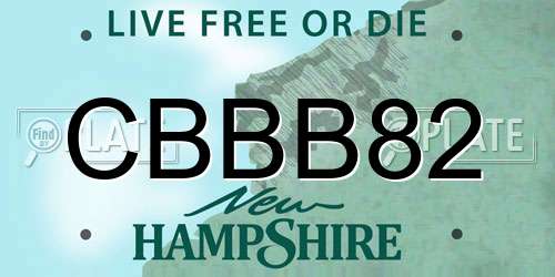 CBBB82 New Hampshire License Plate