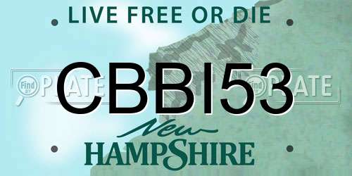 CBBI53 New Hampshire License Plate
