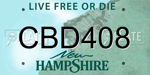 CBD408 New Hampshire License Plate